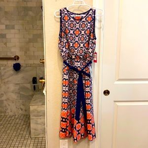 NWT Vince Camuto Navy blue and orange jumpsuit, size 12P